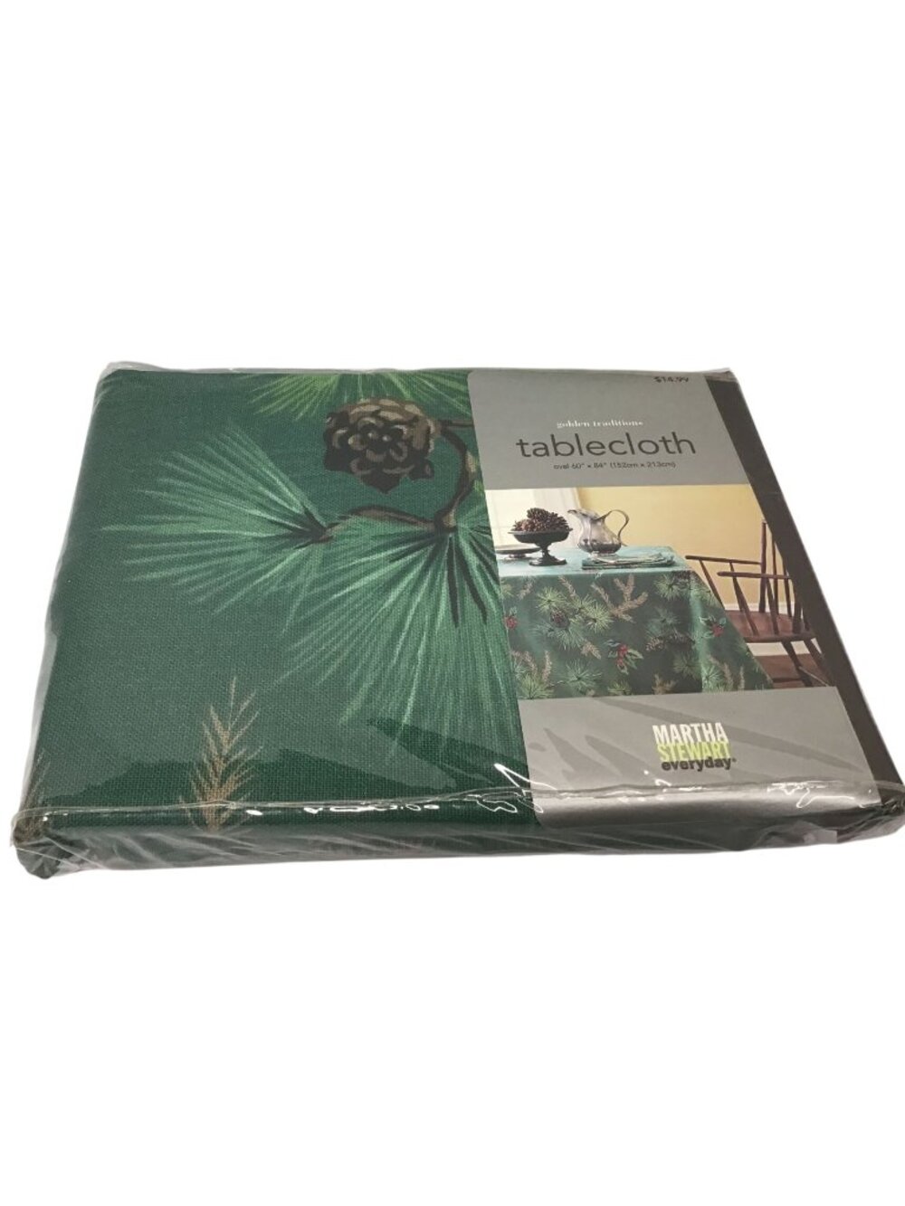 Martha Stewart Everyday Golden Traditions Pinecone Tablecloth Oval 60x84